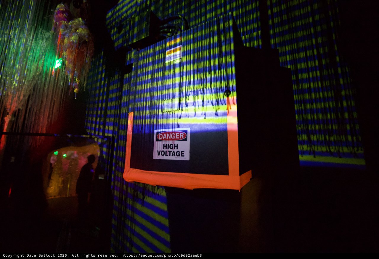 Digital Matrix Projection with High Voltage Warning Sign