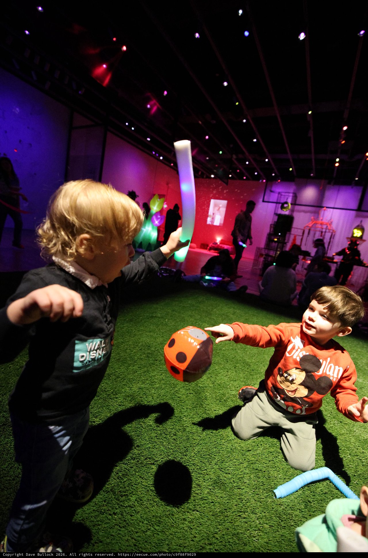 Children Playing Soccer at Baby Rave Interactive Art Exhibit