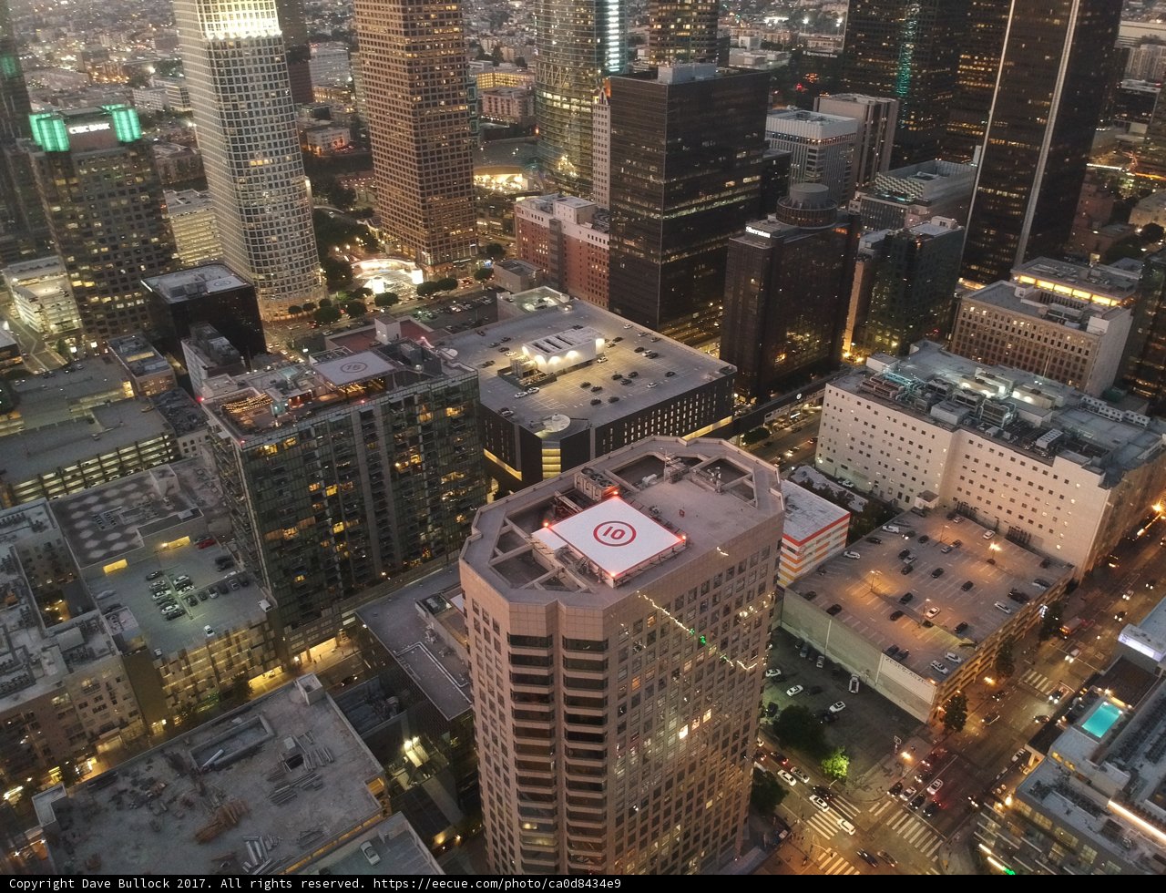 Aerial View of Downtown Los Angeles at Dusk