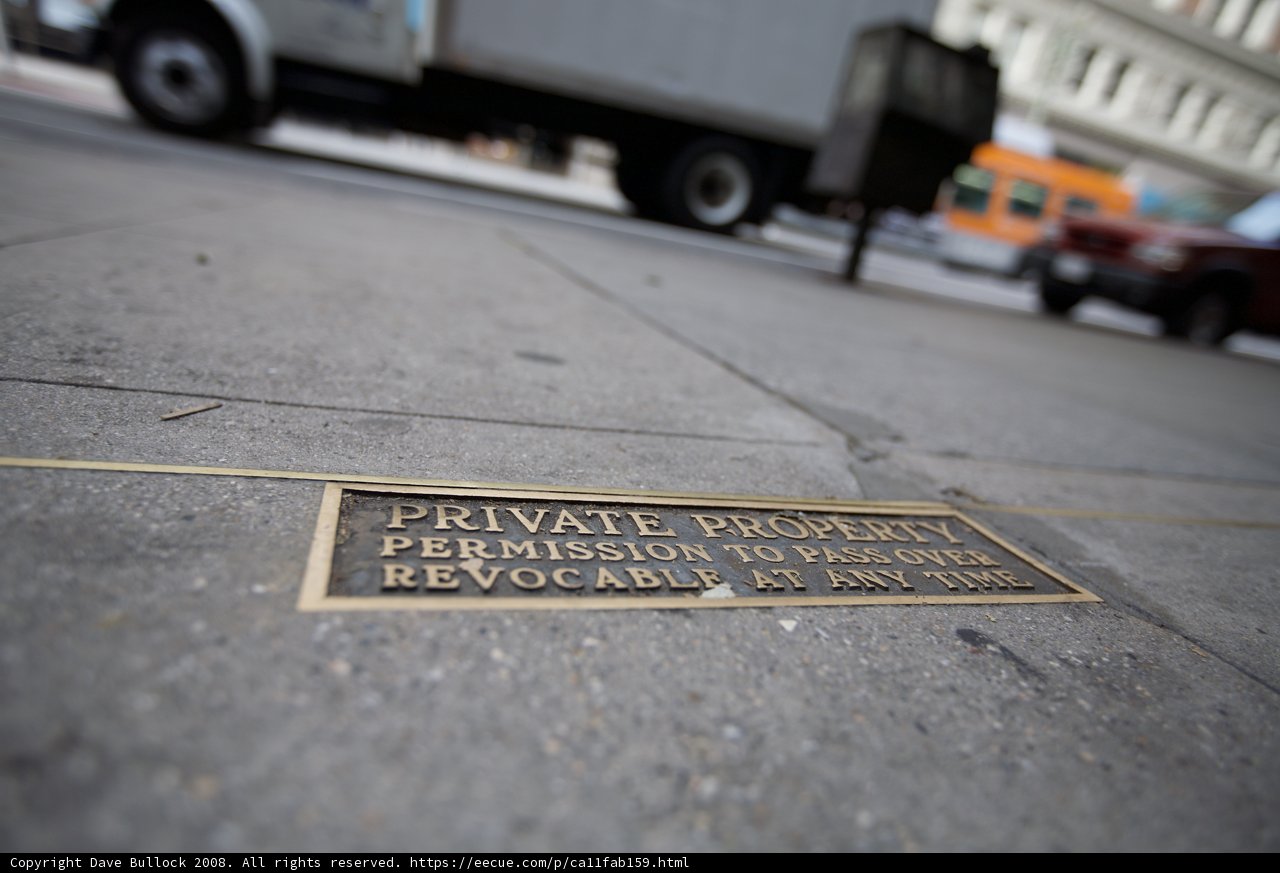 Private Property Plaque on the Sidewalk