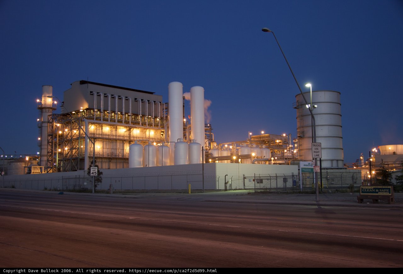 Illuminated Industrial Power Plant