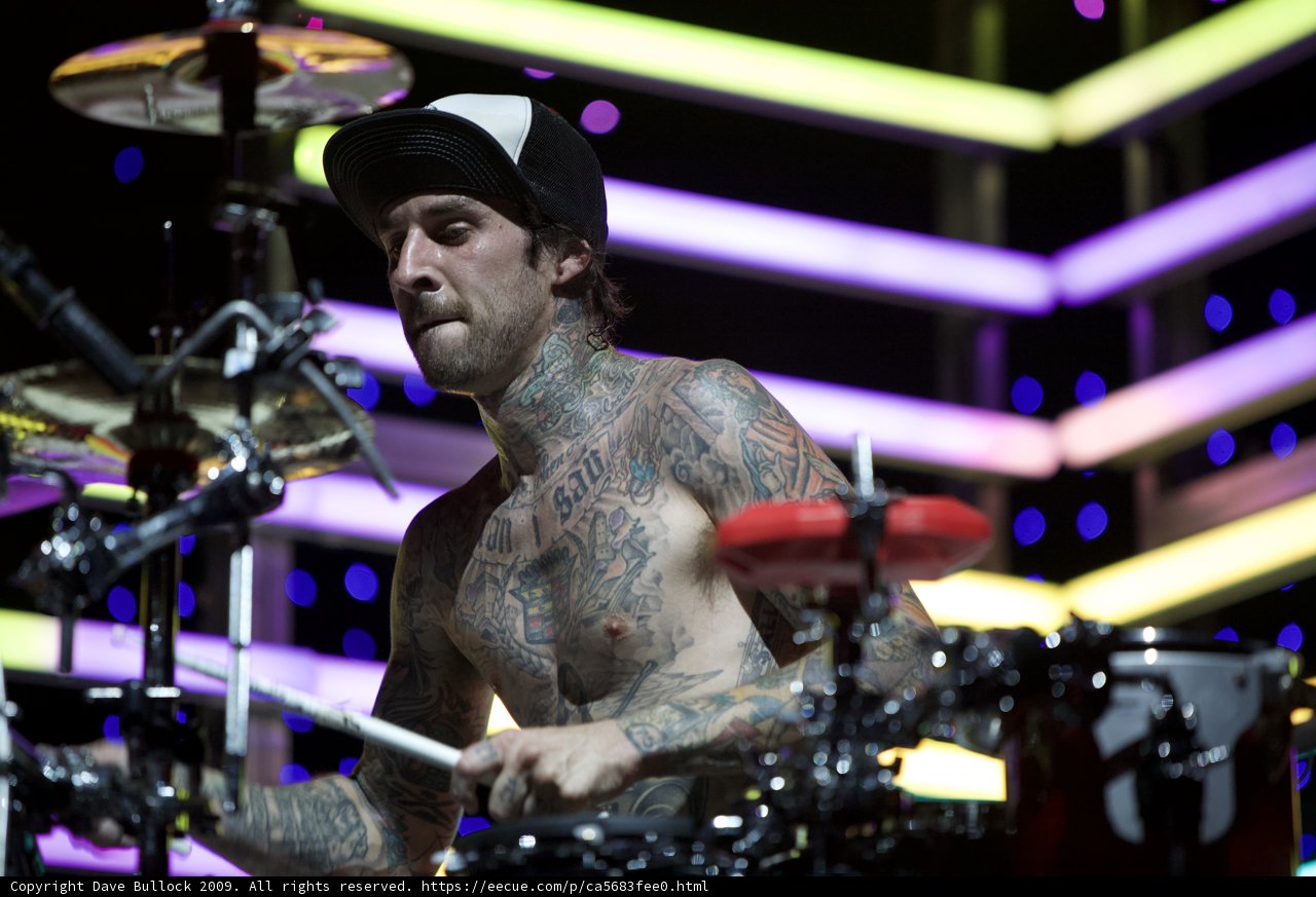 Travis Barker Rocking the Drums at Coachella 2009