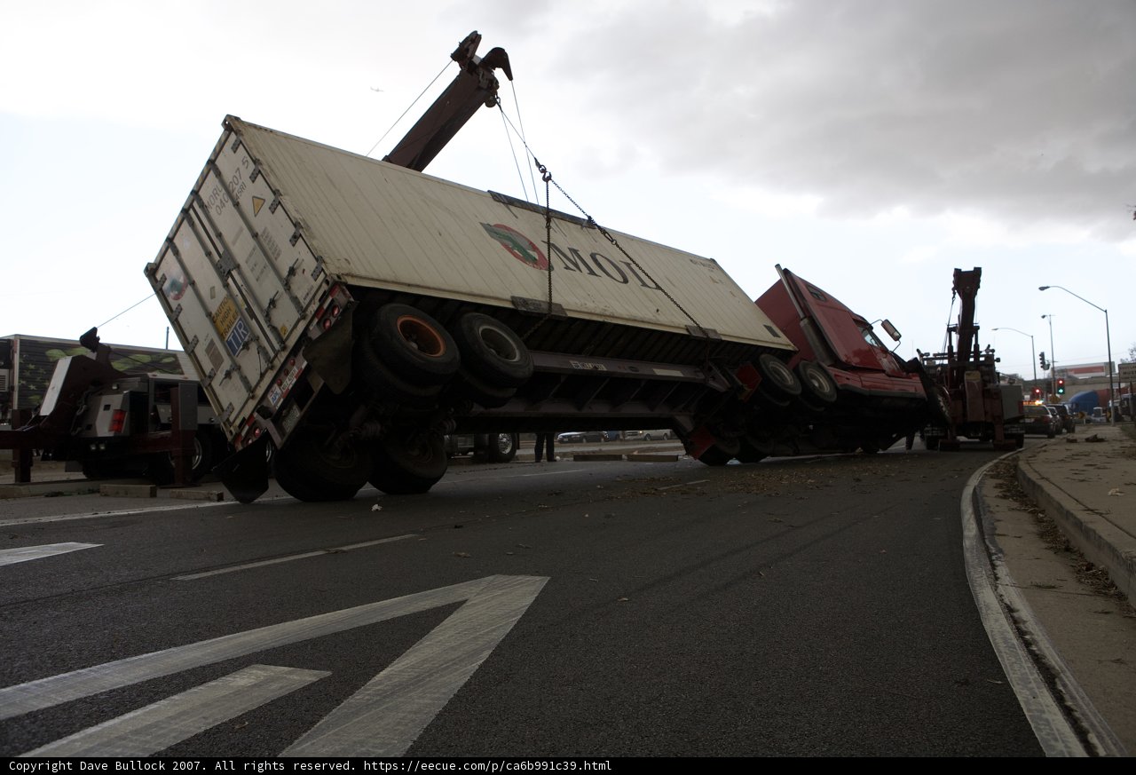 Overturned Truck on Tarmac