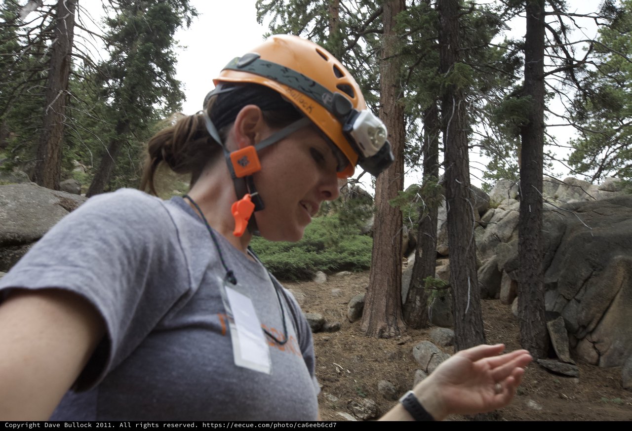 Rock Climber Penelope Prepares in Mountain Forest