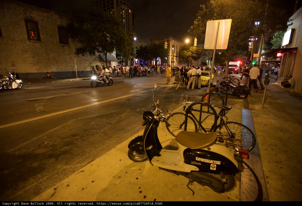 Lone Moped at Night