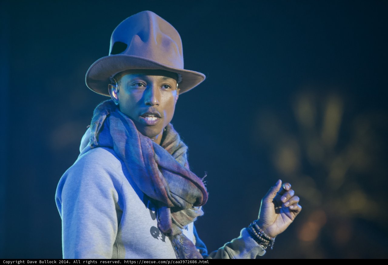 Pharrell Williams rocks a cowboy hat at the Grammys