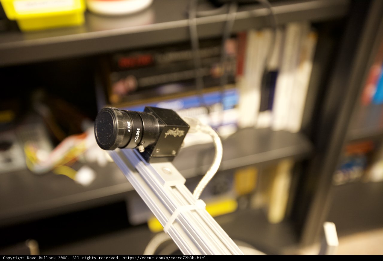 Camera on Stand in Front of Book Shelf