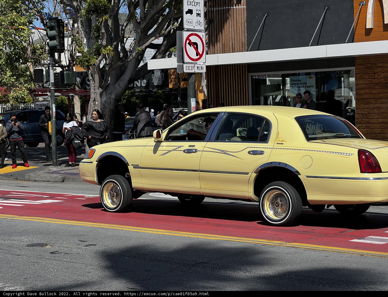 Yellow Sportscar Parked on Busy San Francisco Street
