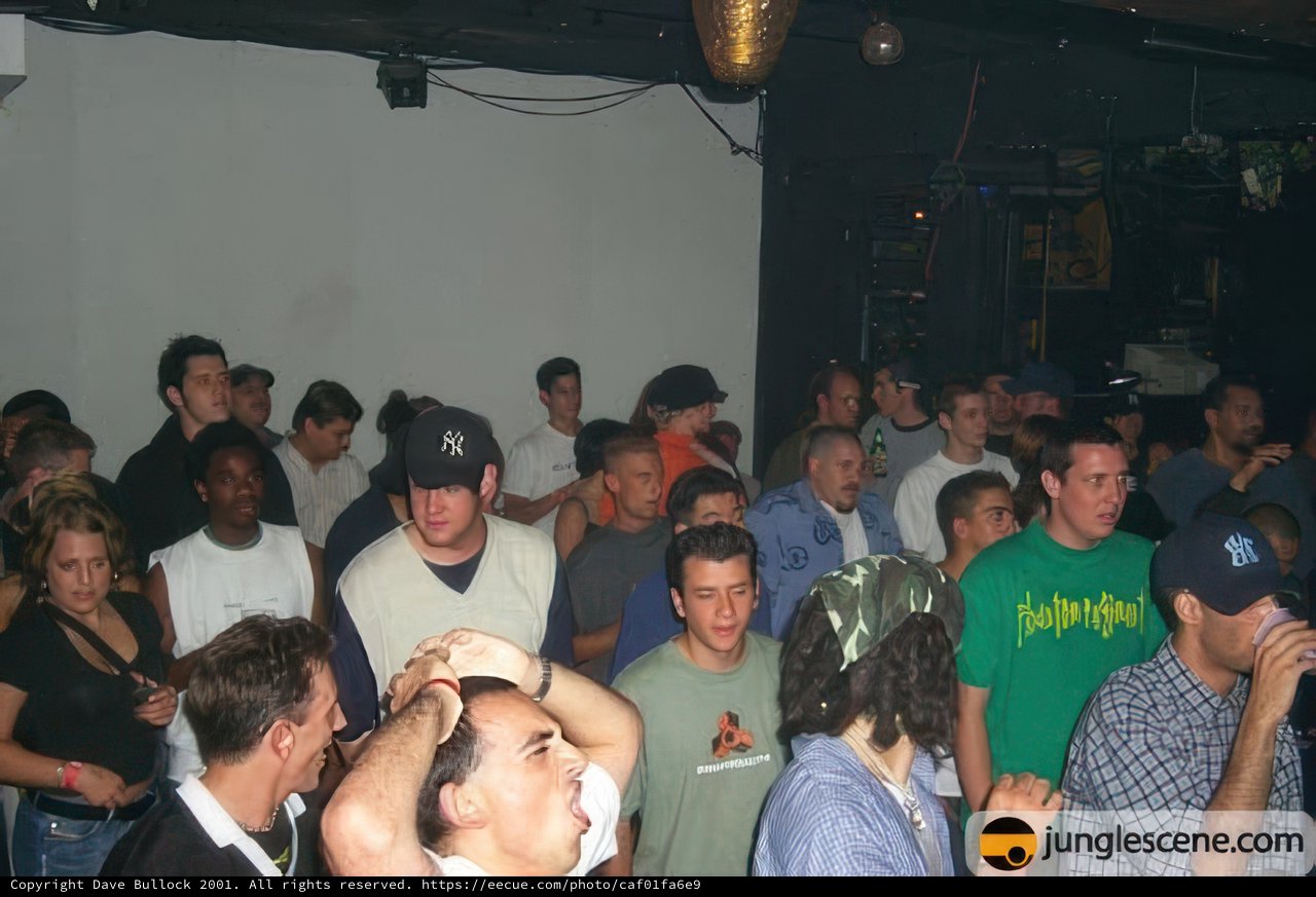 Nightclub Crowd with Man in Green Shirt