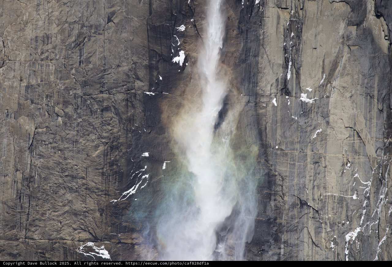 Yosemite Waterfall Cascading Down Granite Cliff Face