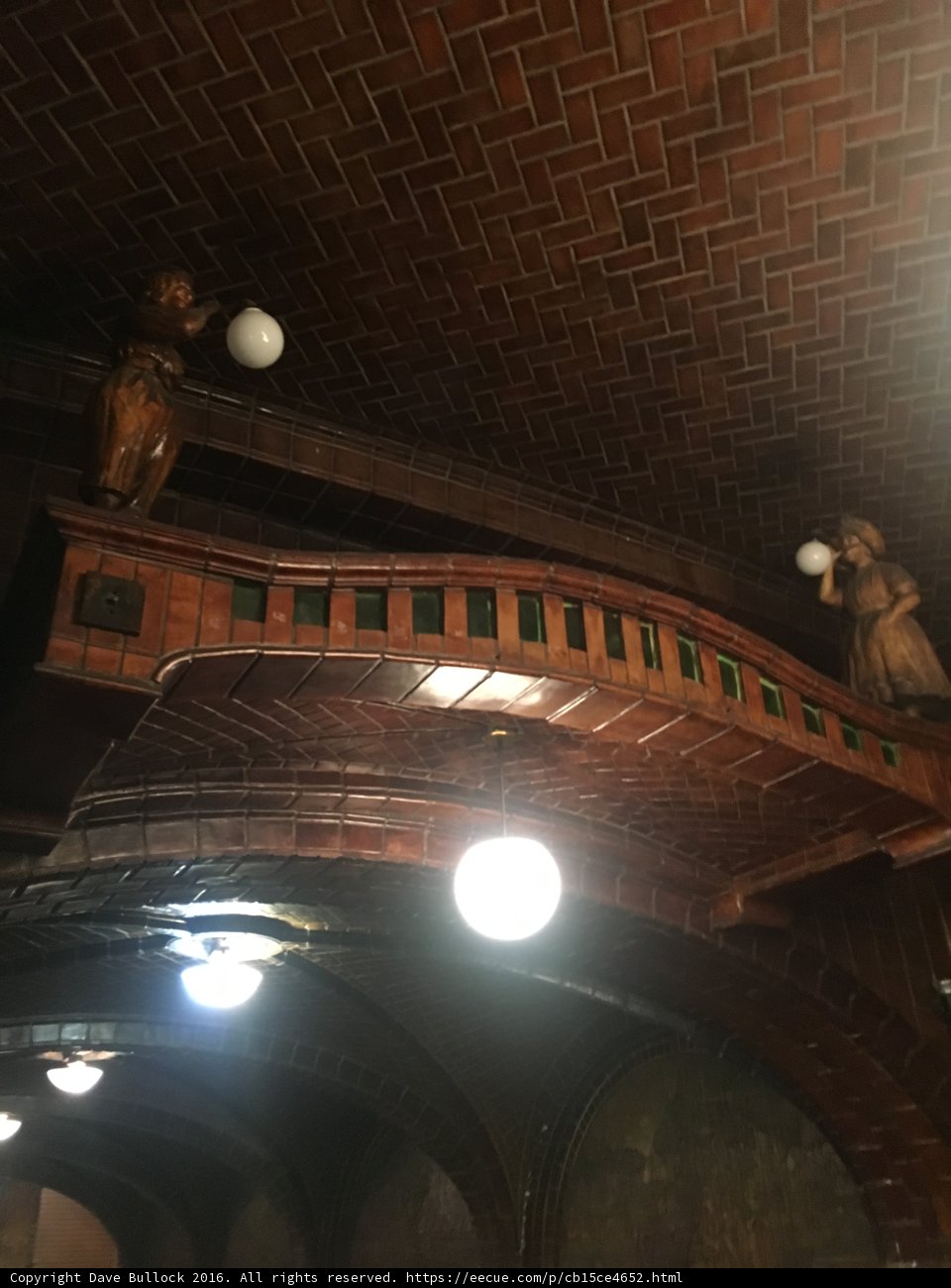 Illuminated Brick Ceiling with Statues