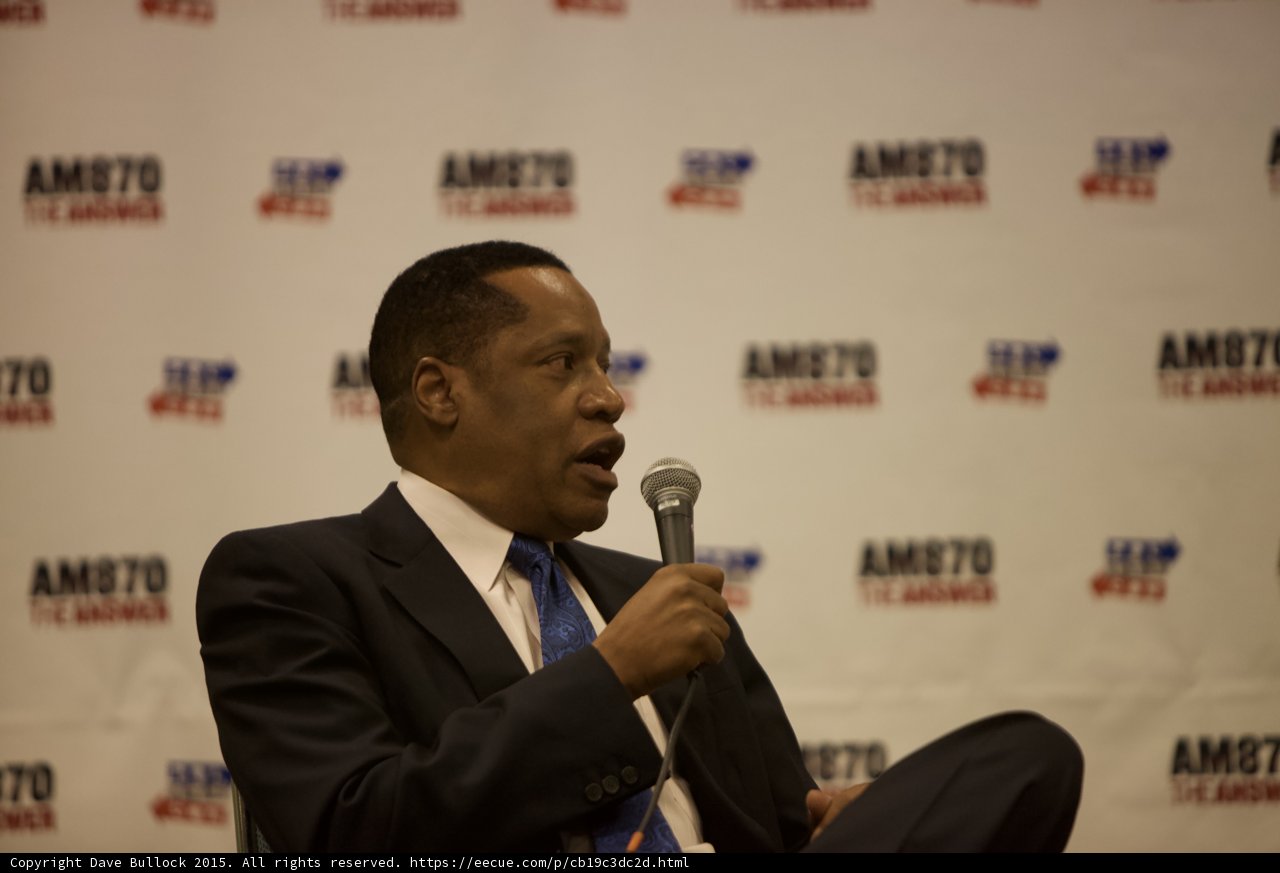 Larry Elder addresses the press