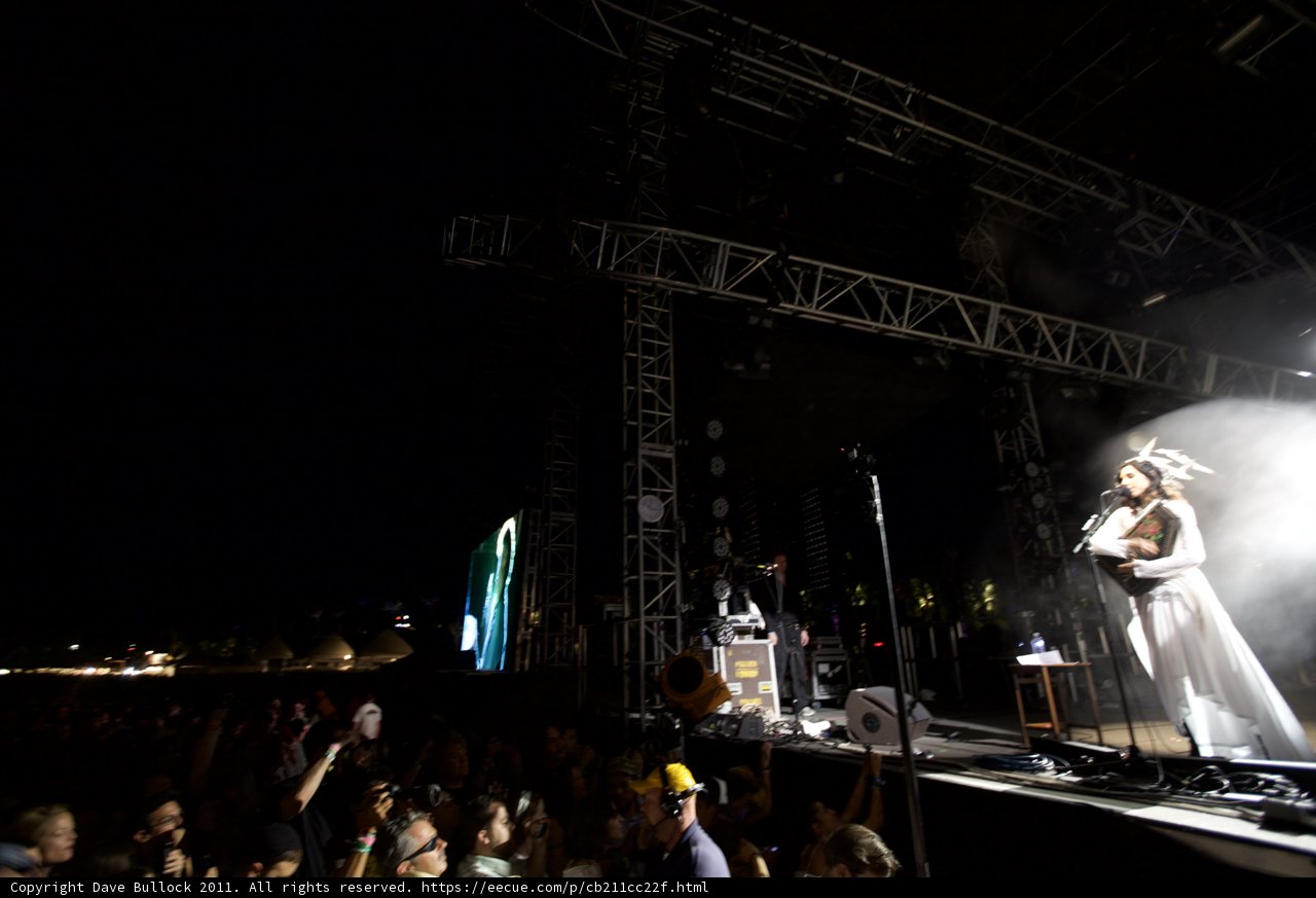 White Dress Performance under the Night Sky