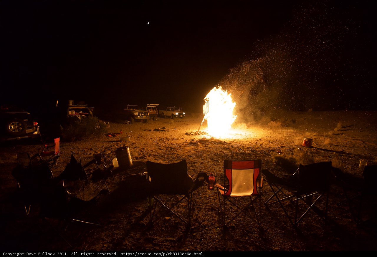 Night Camping with Bonfire and Chairs