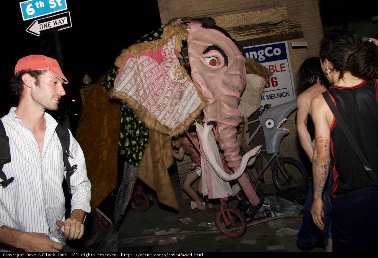 Man Carrying Elephant Head on His Shoulder