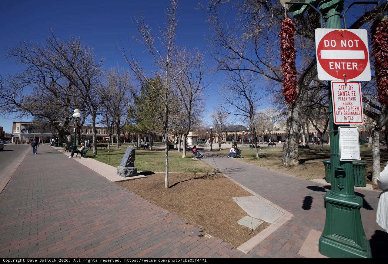 Santa Fe Plaza Park on a Clear Winter Day