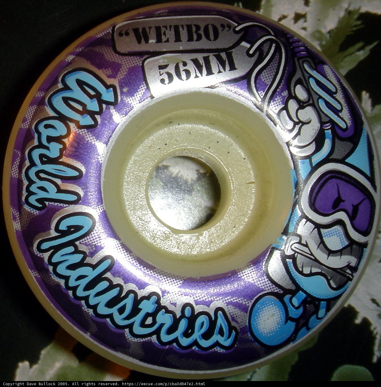 Skateboard Wheel with a Purple and Blue Design