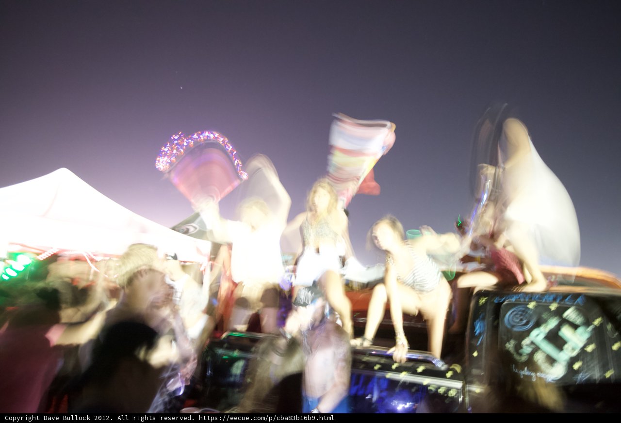 Blurry Crowd on a Truck at Coachella Festival