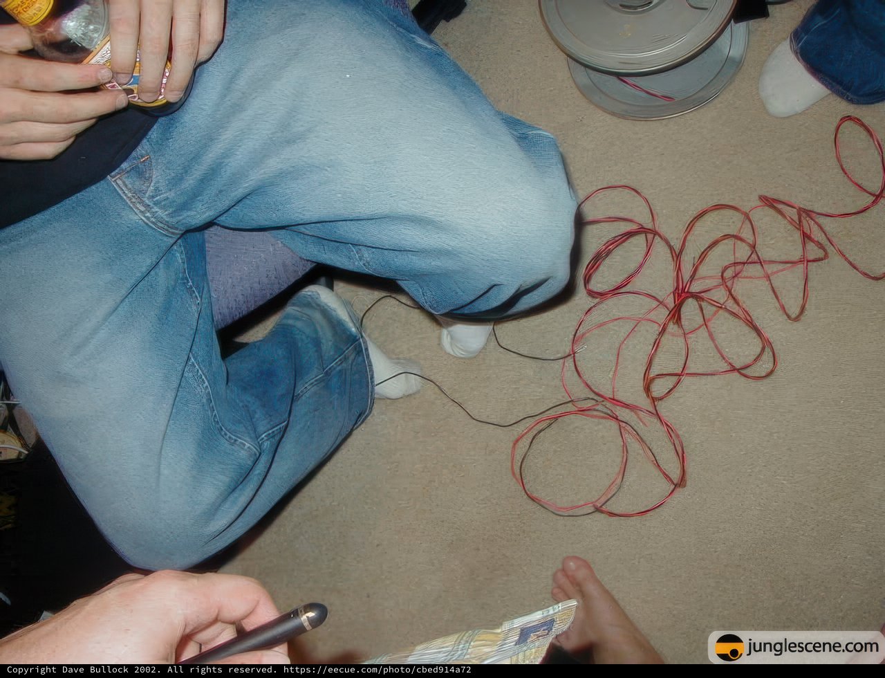 Red Cord and Relaxed Jeans
