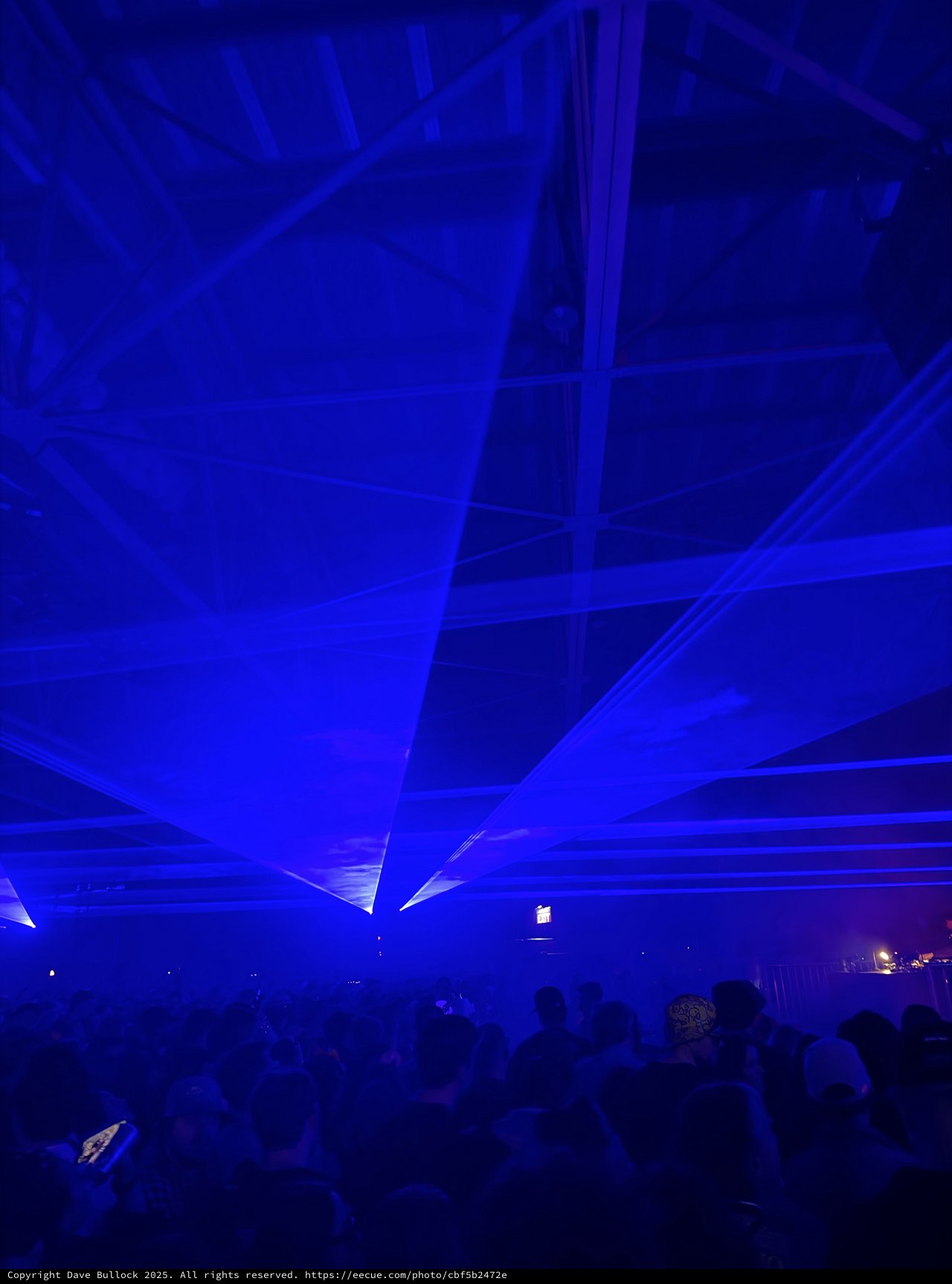 Intense Blue Laser Show at Electronic Music Concert