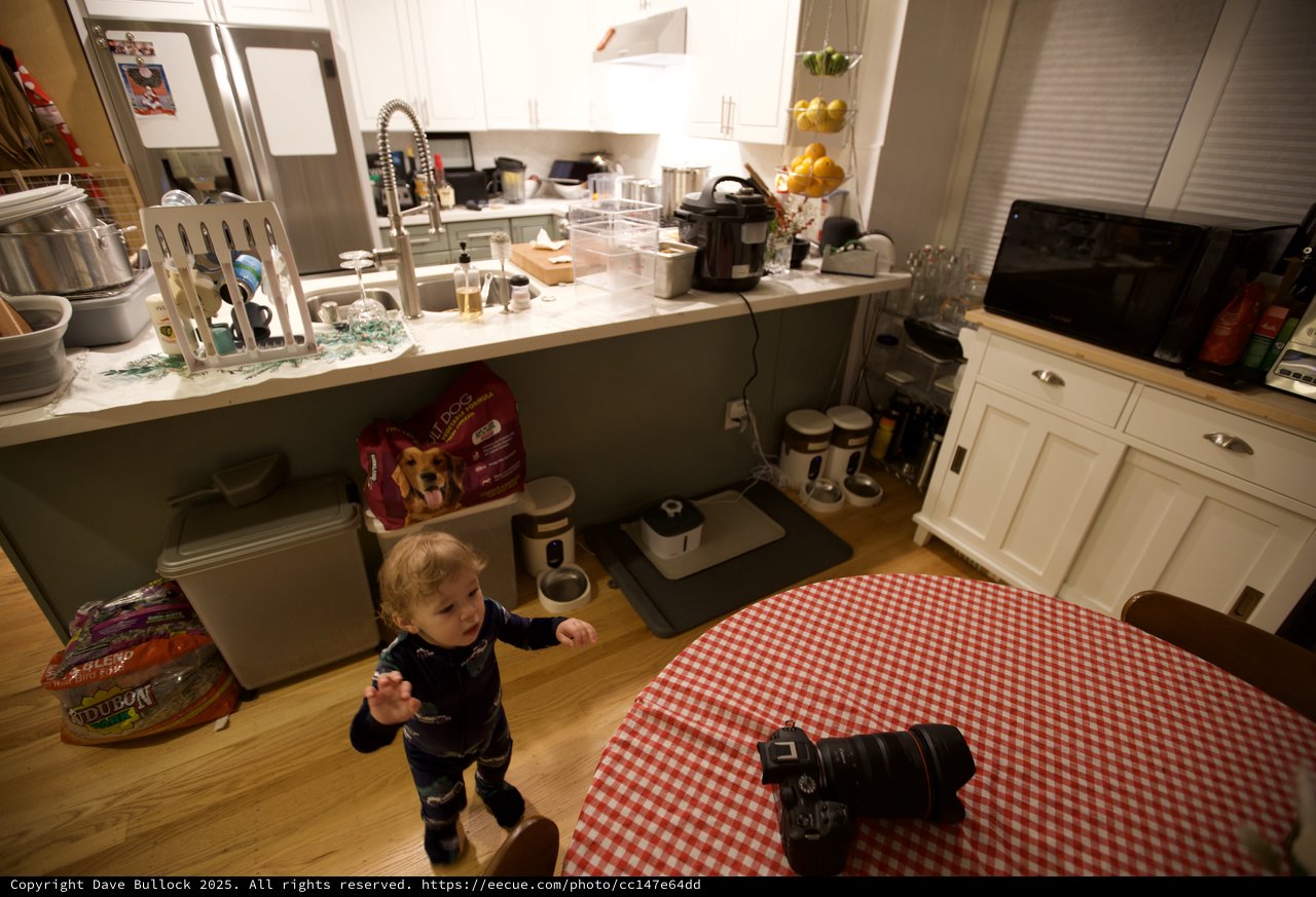 Toddler in Kitchen on Christmas Morning 2025