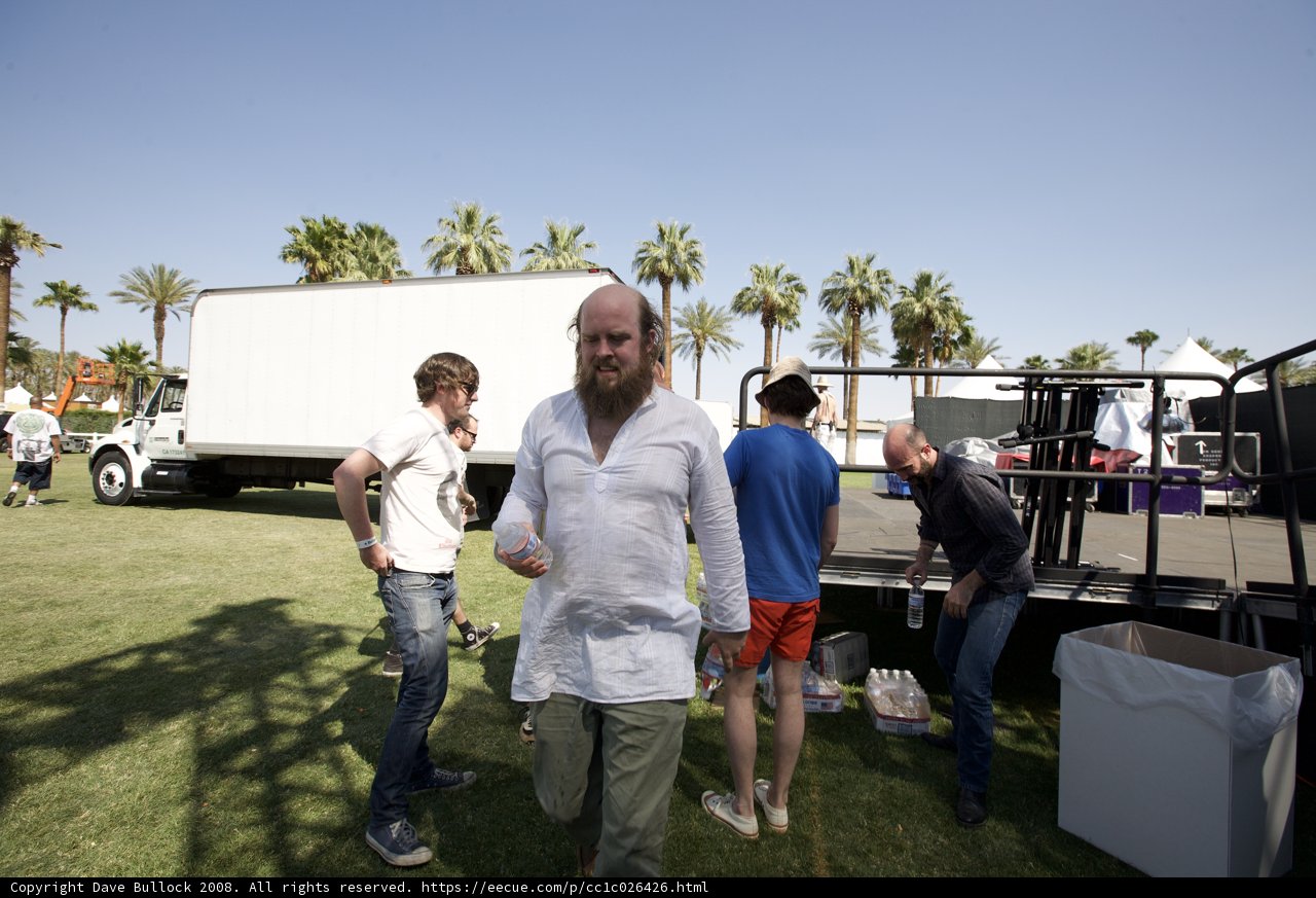 Tim Harrington taking a break from Coachella