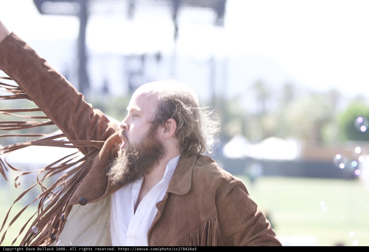 Bearded Man Embraces Festival Spirit at Coachella