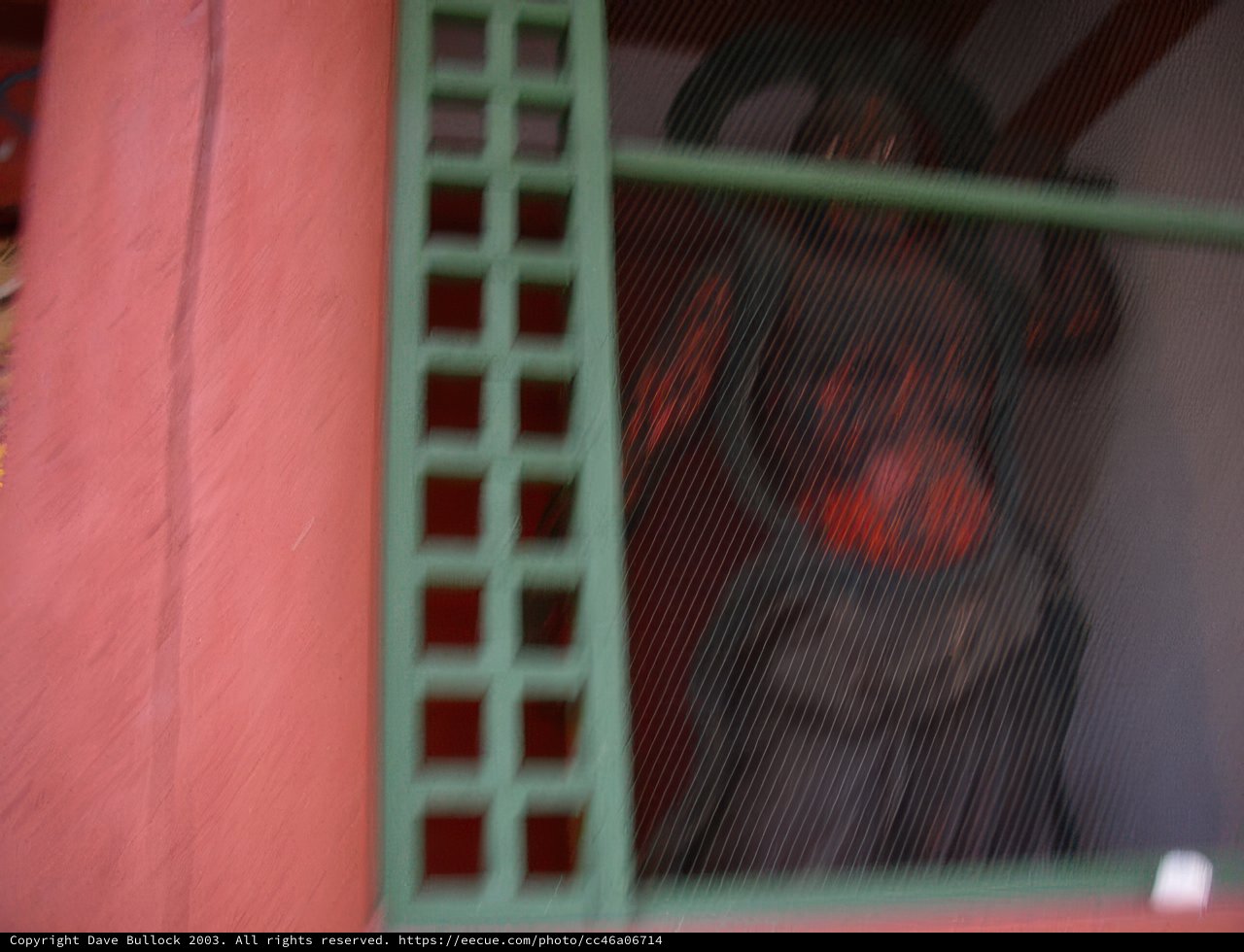 Blurry statue in a window at Kyoto City Hall