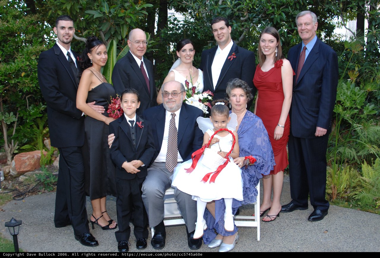 Family Portrait at an Outdoor Wedding Celebration