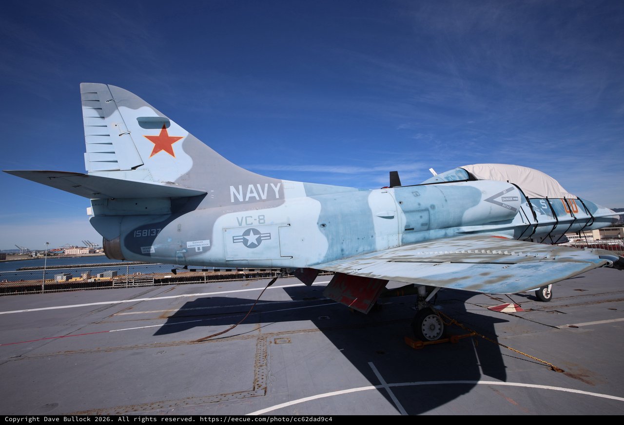 US Navy Fighter Jet on USS Hornet Flight Deck