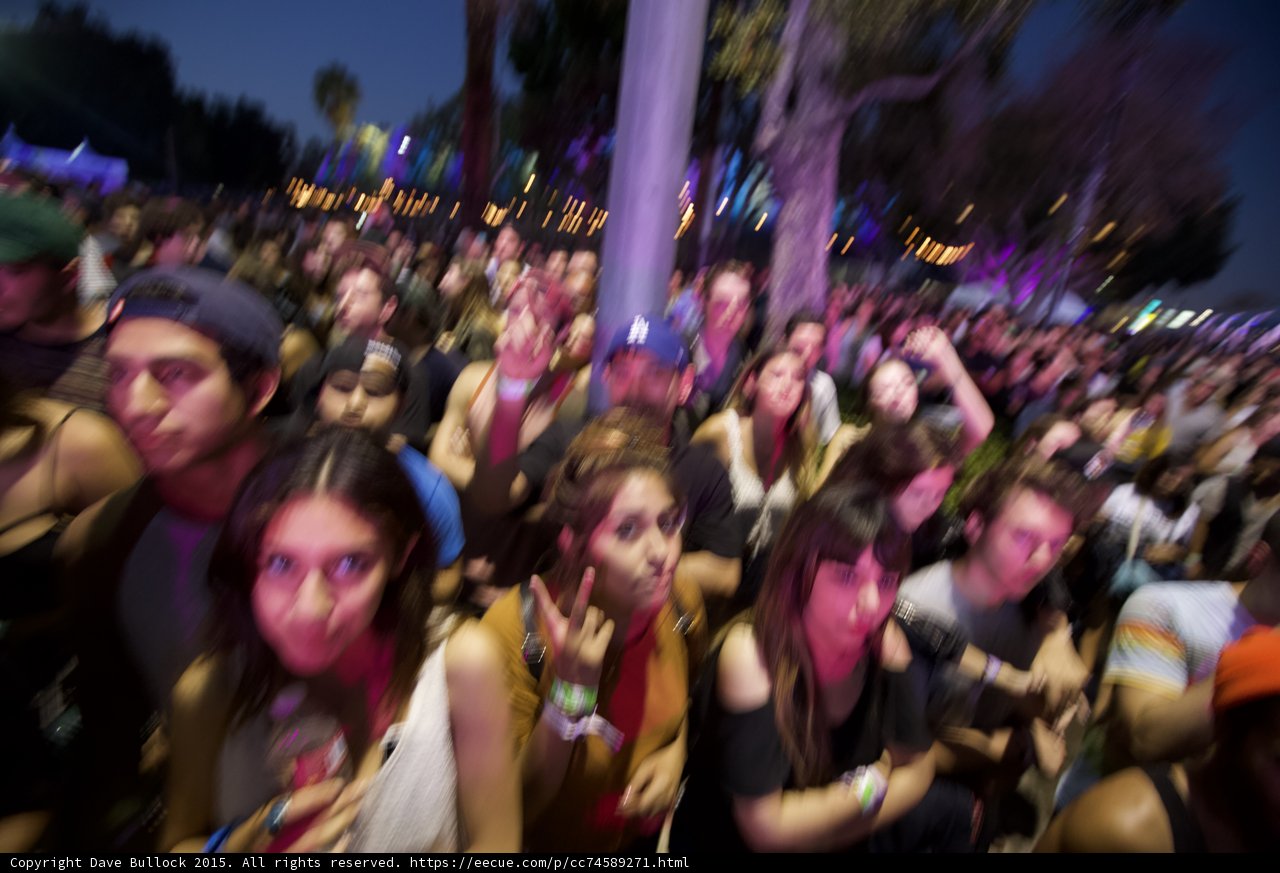Crowd Motion Blur Peace Sign Pink Glow