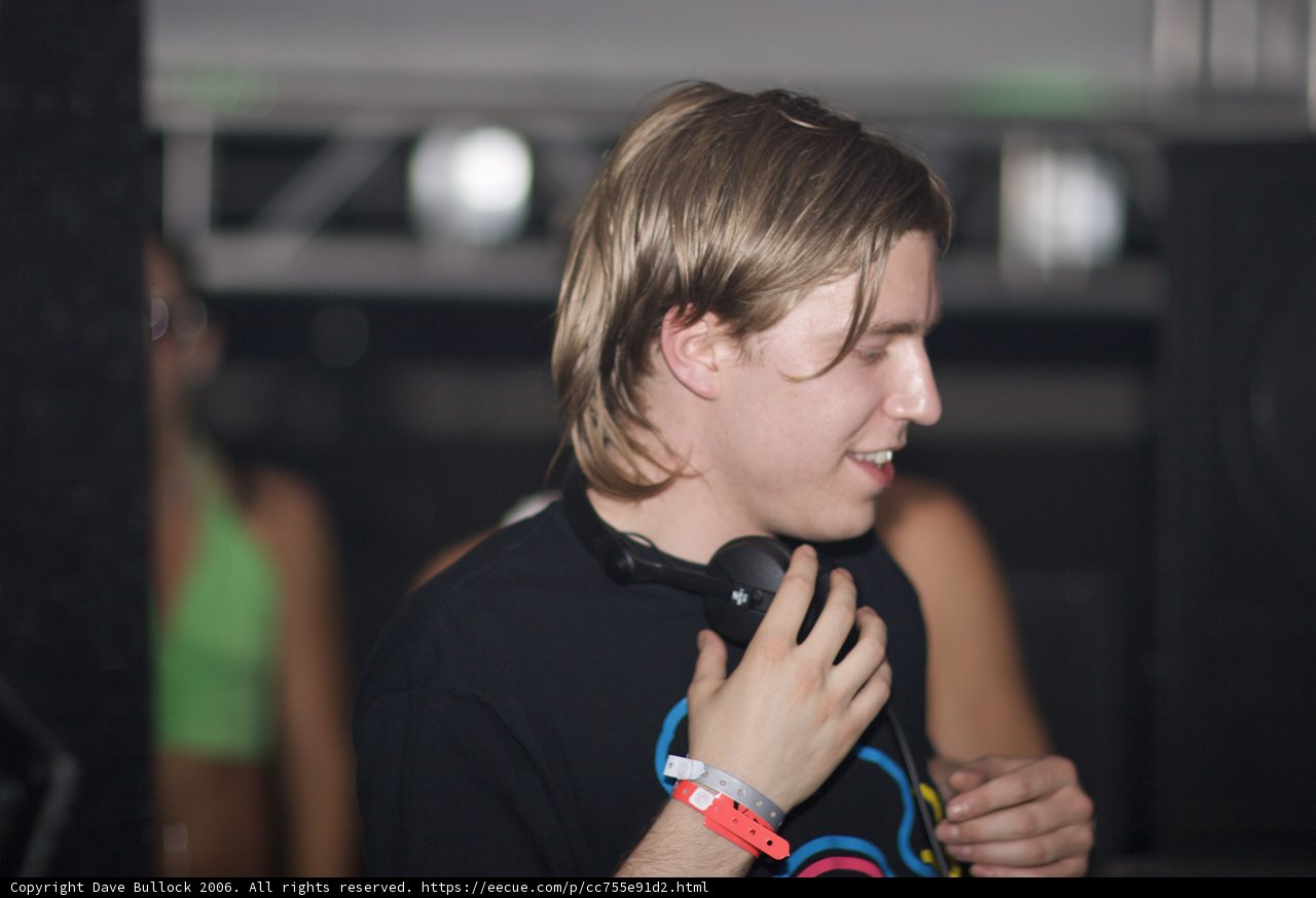 Blonde-haired artist in the groove