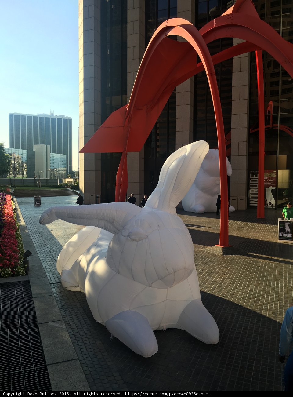 White Rabbit Statue in front of Office Building