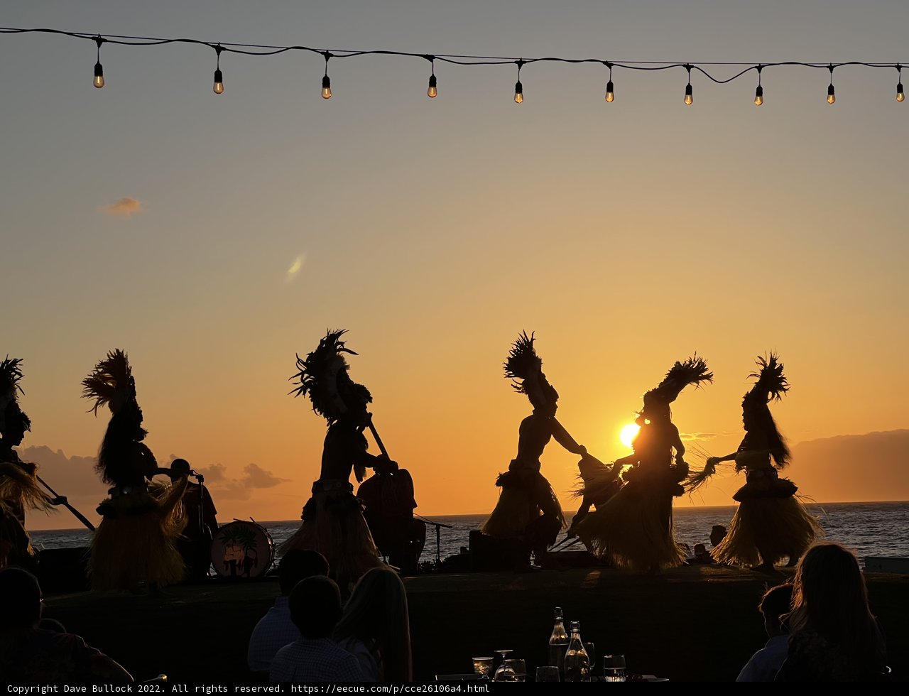 Silhouettes of Hula Dancers at Sunset on the Beach