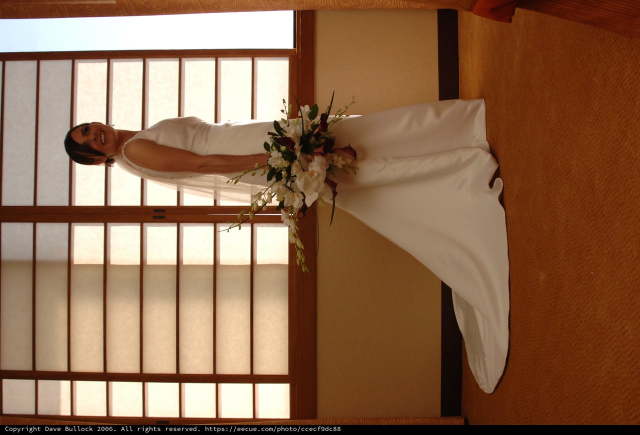 Radiant Bride Poses in Japanese-Inspired Wedding Venue