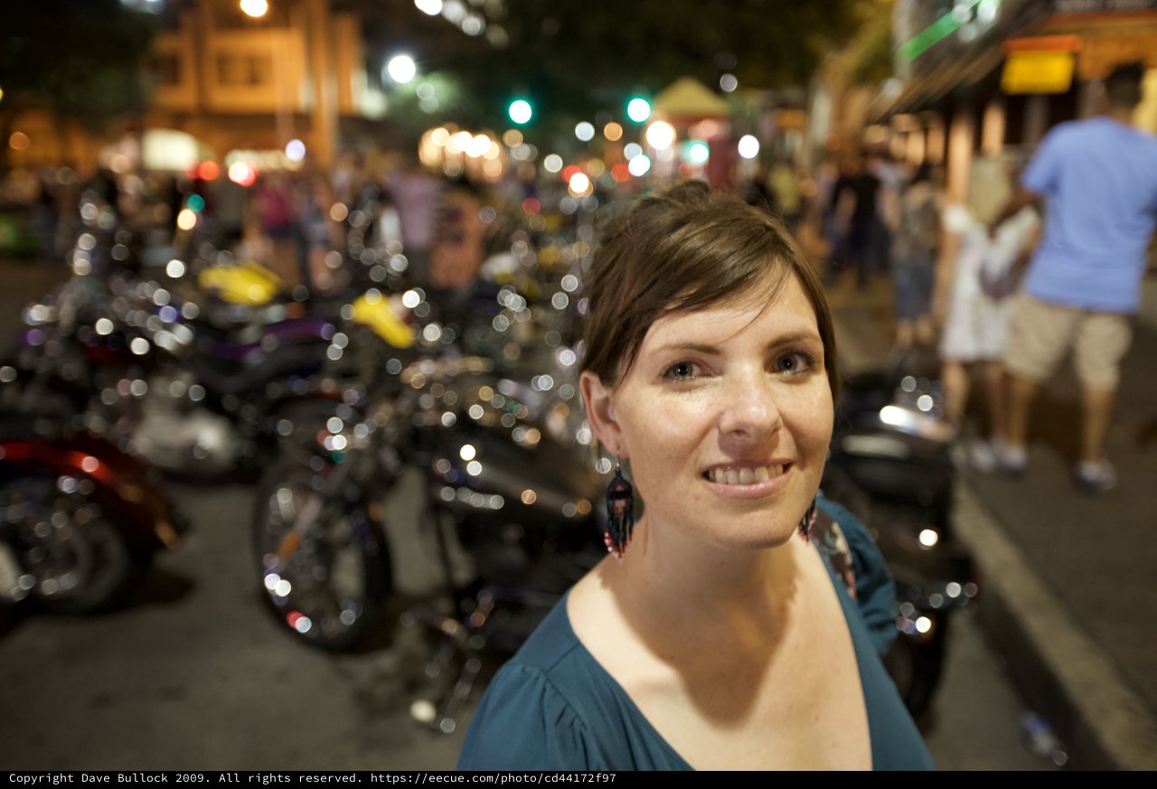 Smiling Woman at Austin Night Motorcycle Rally