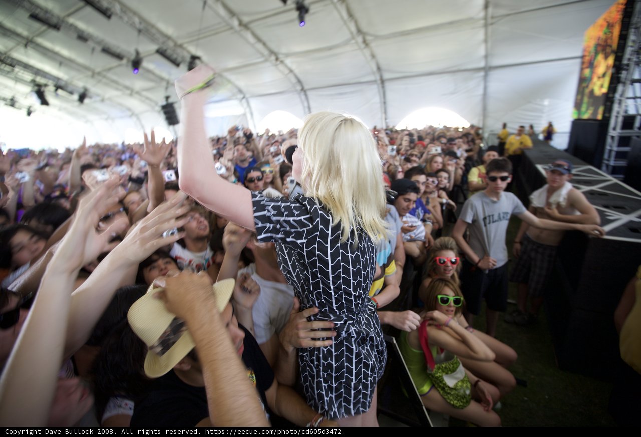 Woman in Black Dress Stands Out in Coachella Crowd