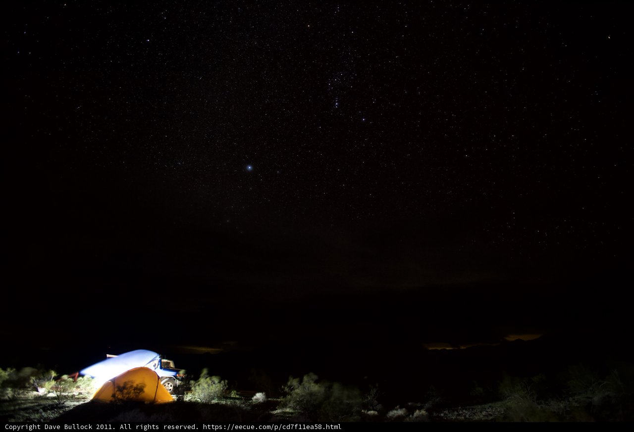 Mountain Tent Camping under a Starry Night Sky