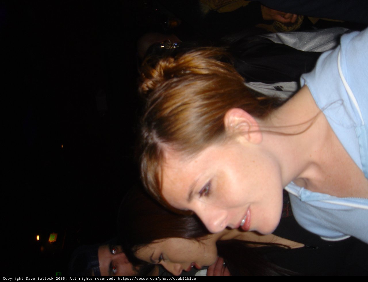 Woman Smiling at Nighttime Social Gathering 2005