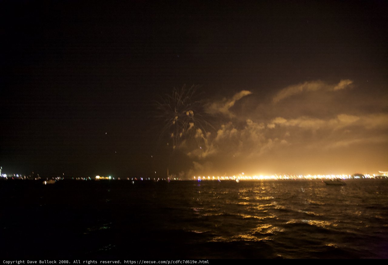 Fireworks Blaze Across the Night Sky Over the Ocean