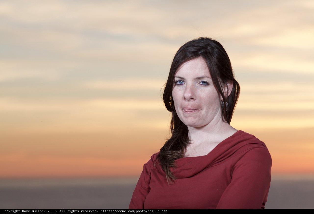 Woman in Red at Golden Hour Sunset