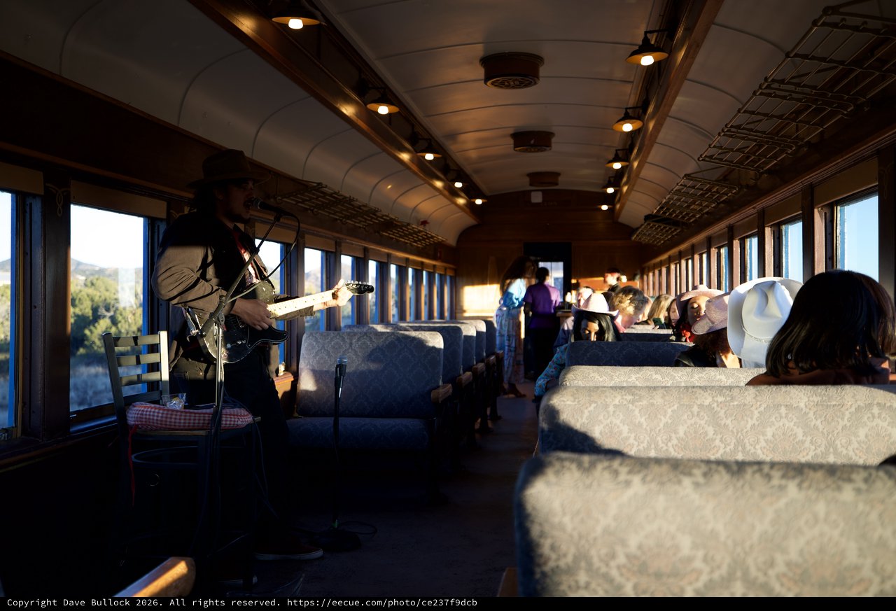 Banjo Player Performs on Vintage Train Journey