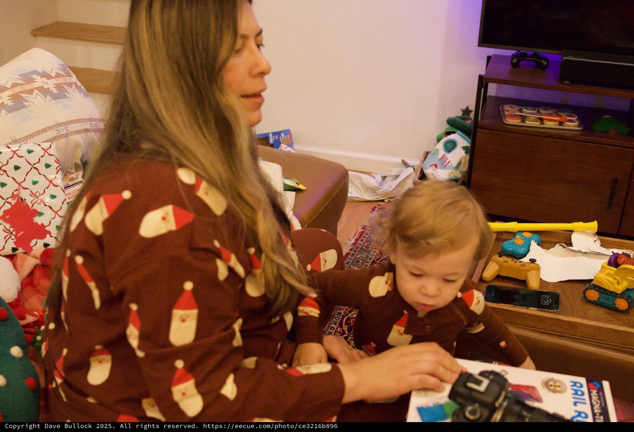 Mother and Child Christmas Gaming Together