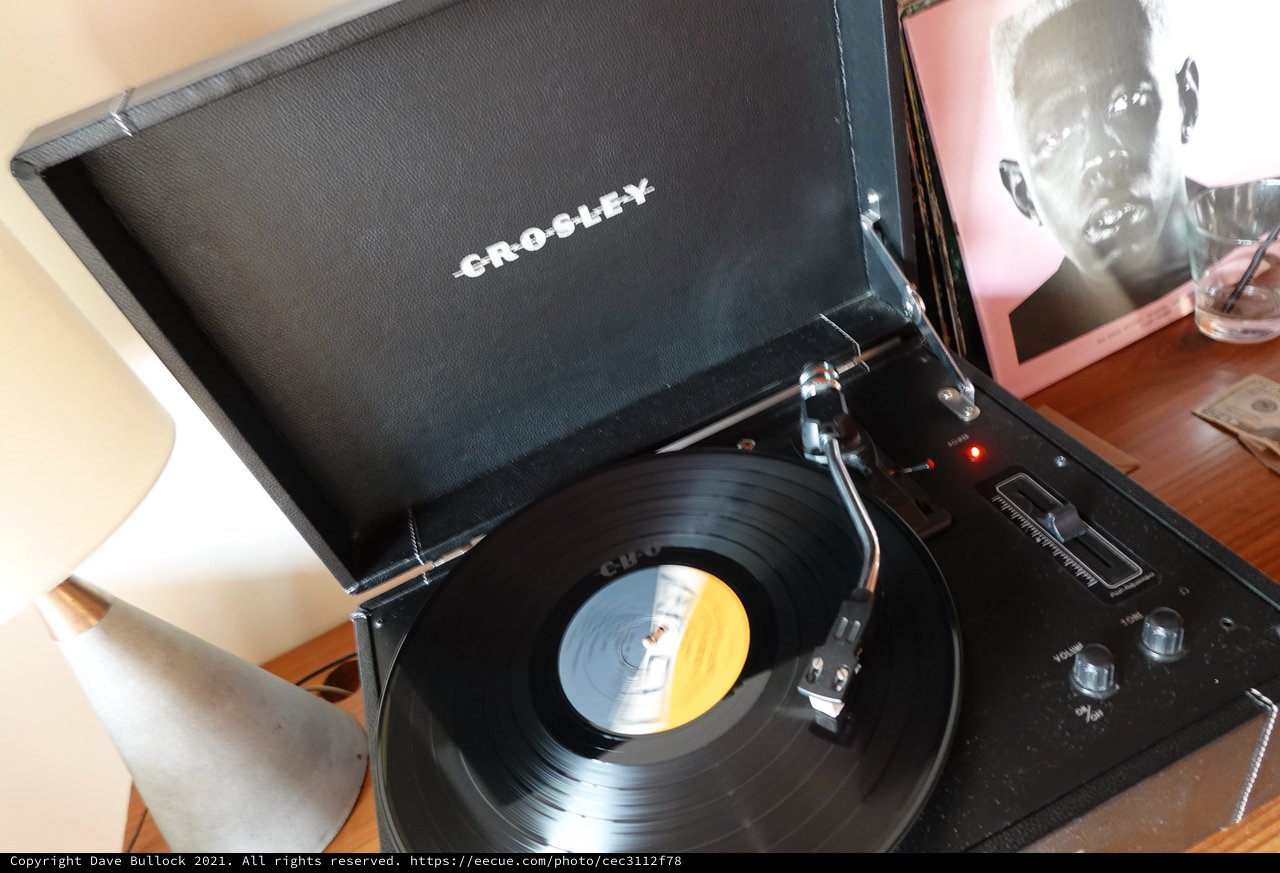Vintage Crosley Turntable Playing Vinyl Record