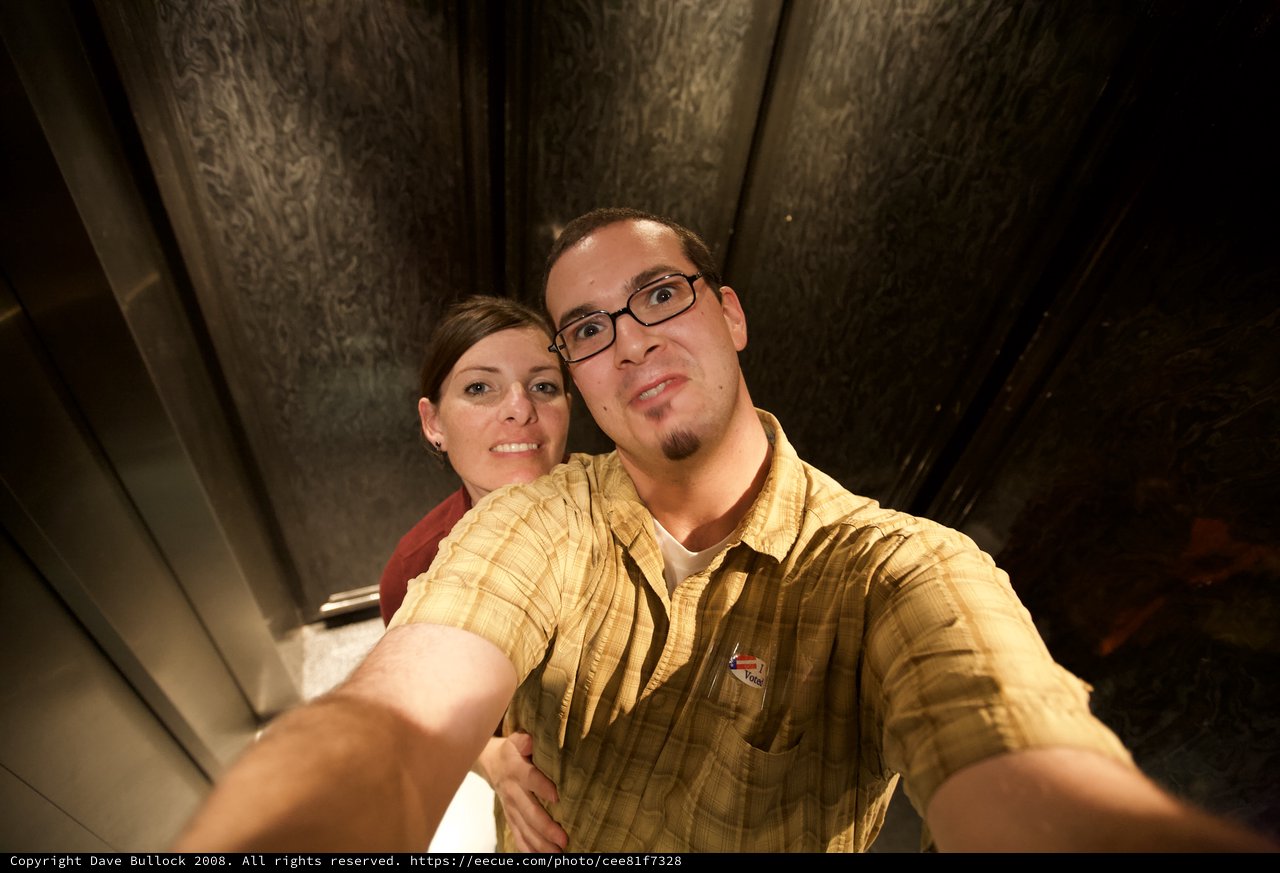 Election Day Selfie Couple in Elevator 2008