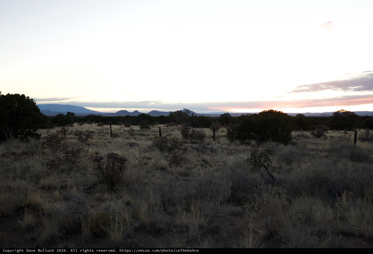 Desert Twilight Over Distant Mountain Peaks