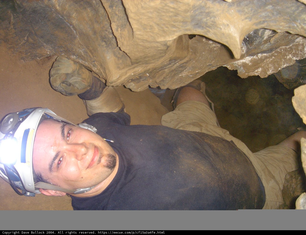 Cave exploration with protective headgear