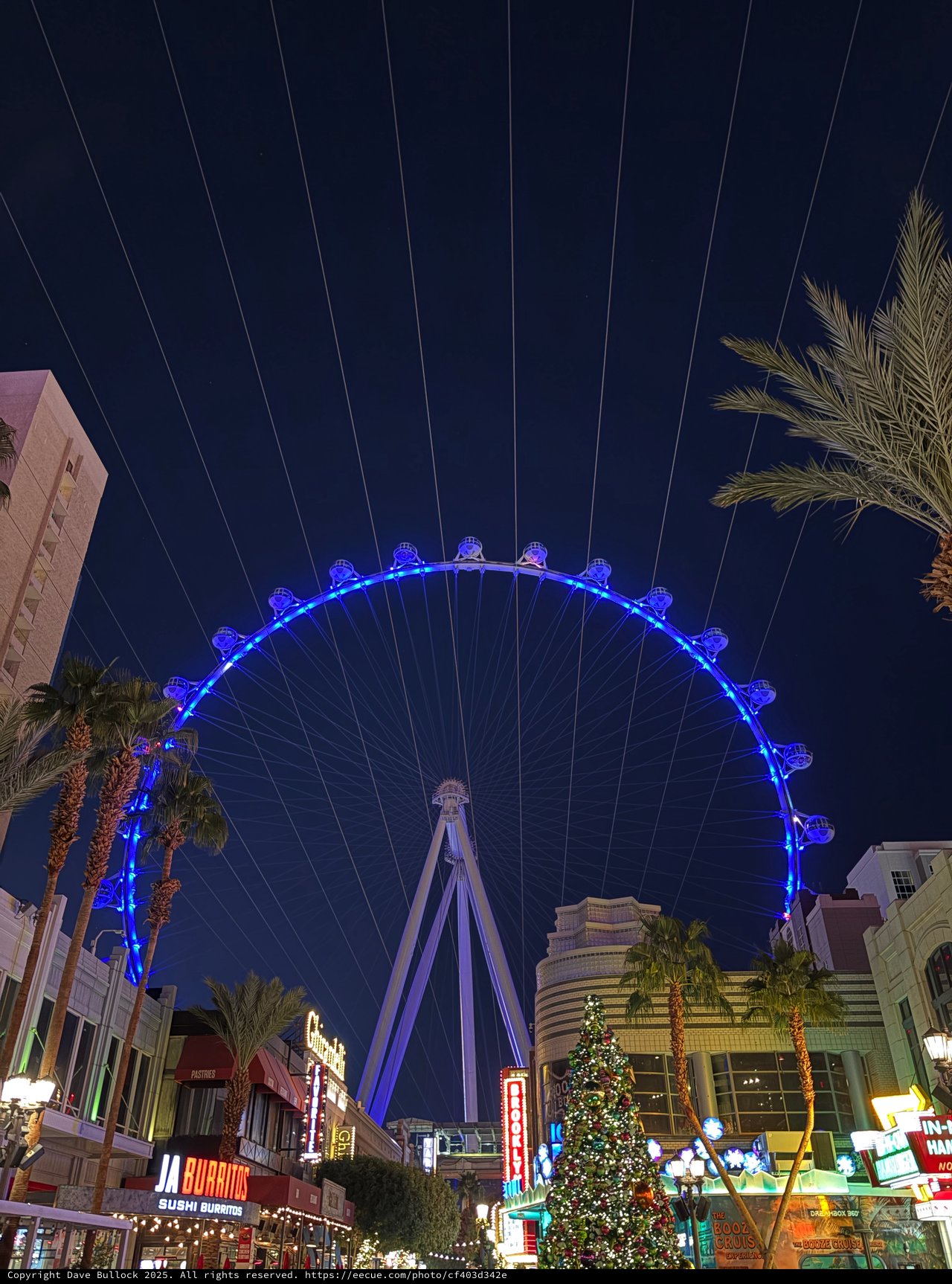High Roller Observation Wheel Illuminated at Night in Las Vegas