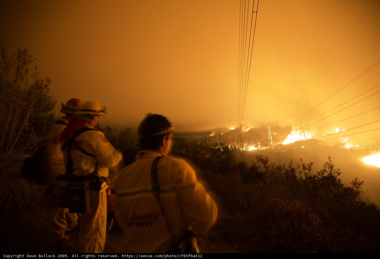 Firefighters Watching Wildfire