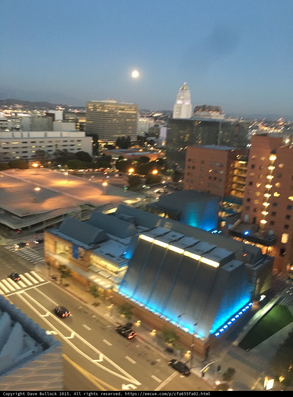 Moonset over Los Angeles skyline
